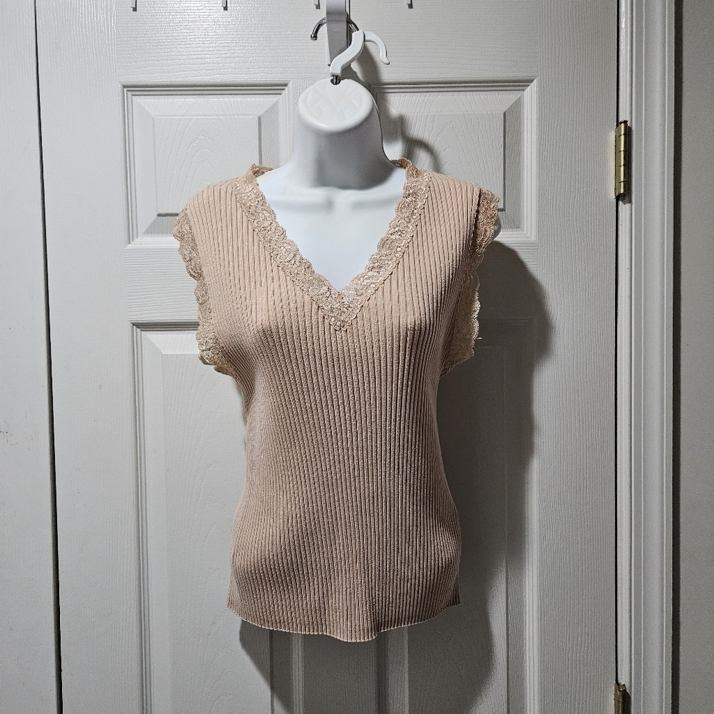 Josephine Chaus Knit Top with Lace Detail